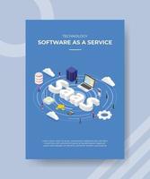 software de tecnologia como serviço pessoas em servidores de laptop vetor