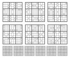jogo de sudoku com solução. jogo de quebra-cabeça sudoku com números. pode  ser usado como um jogo educacional. quebra-cabeça de lógica para crianças  ou jogo de lazer para adultos. 17441226 Vetor no