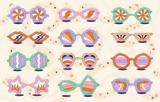 groovy oculos de sol definir. trippy retro óculos. vetor