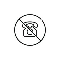 não telefone permitido linha ícone símbolo isolado em branco fundo. não ligar linha ícone símbolo vetor