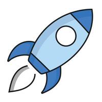 uma foguete ícone representando espaço exploração, conquista, progresso, aventura, Novo começos, e infinito possibilidades vetor