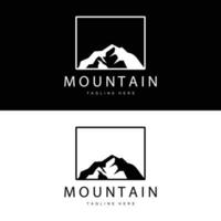 montanha logotipo, montanha aventura com silhueta modelo dentro simples moderno estilo vetor Projeto para companhia e produtos marca