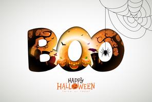 Boo, design feliz de Halloween vetor