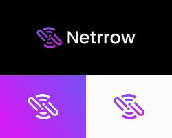 rede ícone logotipo Projeto modelo com carta n internet logotipo placa vetor