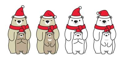 Urso vetor Natal polar Urso santa claus chapéu ícone logotipo desenho animado personagem rabisco ilustração Projeto