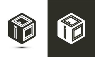 qio carta logotipo Projeto com ilustrador cubo logotipo, vetor logotipo moderno alfabeto Fonte sobreposição estilo.