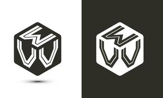 wvv carta logotipo Projeto com ilustrador cubo logotipo, vetor logotipo moderno alfabeto Fonte sobreposição estilo.