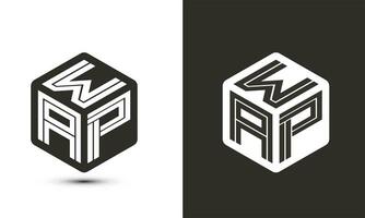 W uma p carta logotipo Projeto com ilustrador cubo logotipo, vetor logotipo moderno alfabeto Fonte sobreposição estilo. Prêmio o negócio logotipo ícone. branco cor em Preto fundo