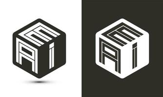 eai carta logotipo Projeto com ilustrador cubo logotipo, vetor logotipo moderno alfabeto Fonte sobreposição estilo.