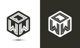 qww carta logotipo Projeto com ilustrador cubo logotipo, vetor logotipo moderno alfabeto Fonte sobreposição estilo.