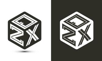 qzx carta logotipo Projeto com ilustrador cubo logotipo, vetor logotipo moderno alfabeto Fonte sobreposição estilo.