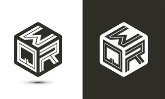 W q r carta logotipo Projeto com ilustrador cubo logotipo, vetor logotipo moderno alfabeto Fonte sobreposição estilo. Prêmio o negócio logotipo ícone. branco cor em Preto fundo