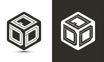 qdd carta logotipo Projeto com ilustrador cubo logotipo, vetor logotipo moderno alfabeto Fonte sobreposição estilo.