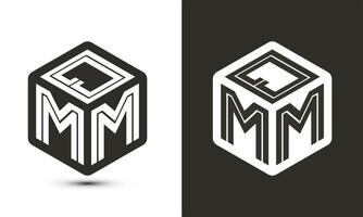 qmm carta logotipo Projeto com ilustrador cubo logotipo, vetor logotipo moderno alfabeto Fonte sobreposição estilo.