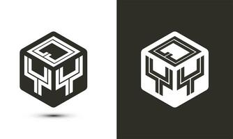 qyy carta logotipo Projeto com ilustrador cubo logotipo, vetor logotipo moderno alfabeto Fonte sobreposição estilo.