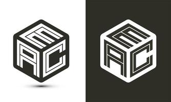 eac carta logotipo Projeto com ilustrador cubo logotipo, vetor logotipo moderno alfabeto Fonte sobreposição estilo.