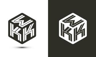 wkk carta logotipo Projeto com ilustrador cubo logotipo, vetor logotipo moderno alfabeto Fonte sobreposição estilo.