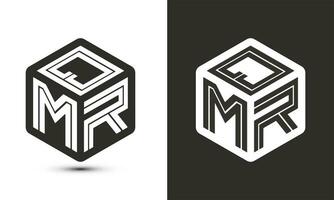 qmr carta logotipo Projeto com ilustrador cubo logotipo, vetor logotipo moderno alfabeto Fonte sobreposição estilo.