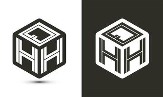 qhh carta logotipo Projeto com ilustrador cubo logotipo, vetor logotipo moderno alfabeto Fonte sobreposição estilo.