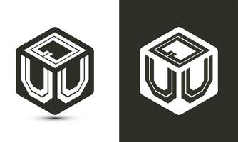 quu carta logotipo Projeto com ilustrador cubo logotipo, vetor logotipo moderno alfabeto Fonte sobreposição estilo.
