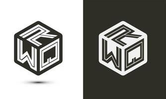 r W q carta logotipo Projeto com ilustrador cubo logotipo, vetor logotipo moderno alfabeto Fonte sobreposição estilo. Prêmio o negócio logotipo ícone. branco cor em Preto fundo