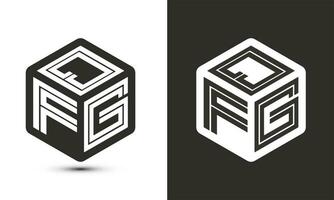 qfg carta logotipo Projeto com ilustrador cubo logotipo, vetor logotipo moderno alfabeto Fonte sobreposição estilo.