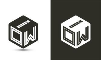 Eu o W carta logotipo Projeto com ilustrador cubo logotipo, vetor logotipo moderno alfabeto Fonte sobreposição estilo. Prêmio o negócio logotipo ícone. branco cor em Preto fundo