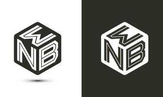 wnb carta logotipo Projeto com ilustrador cubo logotipo, vetor logotipo moderno alfabeto Fonte sobreposição estilo.