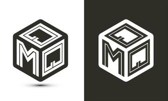 qmq carta logotipo Projeto com ilustrador cubo logotipo, vetor logotipo moderno alfabeto Fonte sobreposição estilo.
