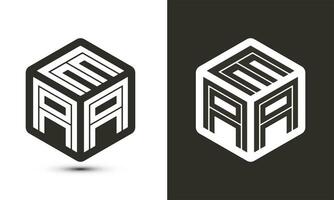 ea carta logotipo Projeto com ilustrador cubo logotipo, vetor logotipo moderno alfabeto Fonte sobreposição estilo.