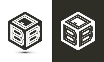 qbe carta logotipo Projeto com ilustrador cubo logotipo, vetor logotipo moderno alfabeto Fonte sobreposição estilo.