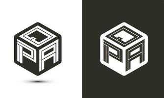 qpa carta logotipo Projeto com ilustrador cubo logotipo, vetor logotipo moderno alfabeto Fonte sobreposição estilo.