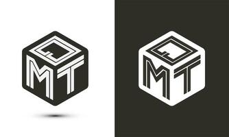 qmt carta logotipo Projeto com ilustrador cubo logotipo, vetor logotipo moderno alfabeto Fonte sobreposição estilo.