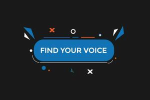 Novo encontrar seu voz local na rede Internet, clique botão, nível, sinal, discurso, bolha bandeira, vetor
