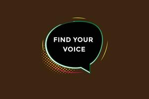 Novo encontrar seu voz local na rede Internet, clique botão, nível, sinal, discurso, bolha bandeira, vetor