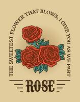 ilustração vintage rosa flor com citações vetor