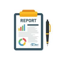 relatório documento ícone dentro plano estilo. painel de controle plano vetor ilustração em isolado fundo. análise placa o negócio conceito.