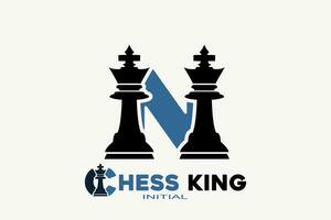 vetor iniciais carta n com xadrez rei criativo geométrico moderno logotipo Projeto.