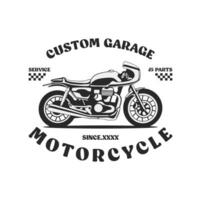 motocicleta personalizadas garagem ilustração, motocicleta serviço e peças. vintage personalizadas motocicleta emblemas, rótulos, Distintivos, logotipos, impressões, modelos. vetor