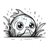 engraçado desenho animado peixe com grande olhos. vetor ilustração isolado em branco fundo.