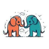 fofa elefante e elefante dentro amar. mão desenhado vetor ilustração.