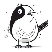 vetor ilustração do uma Preto e branco pássaro em uma branco fundo.