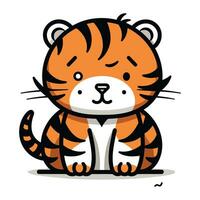 fofa tigre desenho animado vetor ilustração. fofa desenho animado tigre personagem.