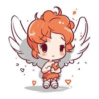 fofa cupido anjo com asas e corações vetor ilustração.