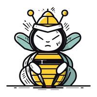 ilustração do fofa pequeno abelha. desenho animado estilo. vetor ilustração.