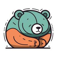 fofa desenho animado Urso dormindo dentro uma maca. vetor ilustração.