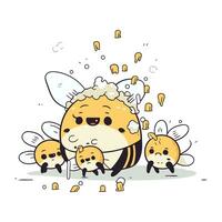 fofa pequeno Raposa com uma muitos do abelhas. vetor ilustração.