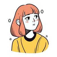 vetor ilustração do uma menina com Rosa cabelo dentro uma amarelo camisa.