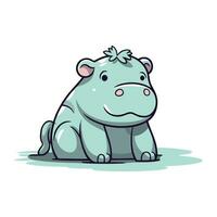 fofa hipopótamo. desenho animado vetor ilustração isolado em branco fundo.