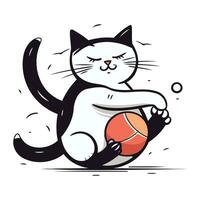 vetor ilustração do uma gato jogando com uma bola. isolado em branco fundo.